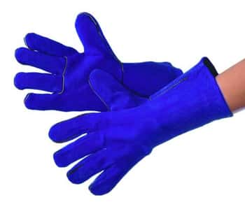 Economy Grade Blue Leather Welding Gloves - Size: Large