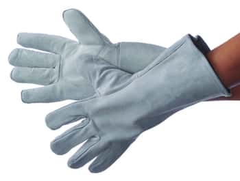 Sock Lined Grey Cow Split Leather Welding Gloves - Size: Large