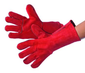 Sock Lined Red Cow Split Leather Welding Gloves - Size: Large