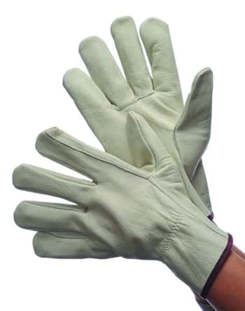 Economy Grade Grain Cowhide Leather Driver Gloves w/ Straight Thumb - Size: Medium