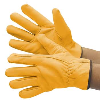Golden Brown Cowgrain Leather Driver Gloves w/ Keystone Thumb - Size: Large