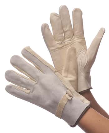 Cowgrain Leather Driver Gloves w/ Keystone Thumb, Split Back, & Adjustable Strap - Size: Large