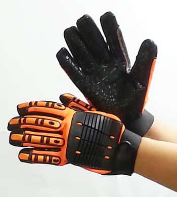 Premium Hi-Viz Synthetic Leather Mechanic Gloves w/ TPR Impact Protection - Size: Small