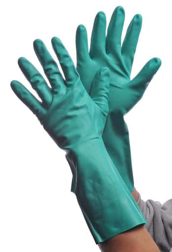 13" Premium Flock Lined Green Nitrile Gloves - Size: 2XL