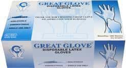 Lightly Powdered Disposable Latex Gloves - Great Glove - Size: Large
