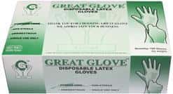 Powder Free Disposable Latex Gloves - Great Glove - Size: XL
