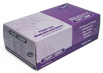 Premium Grade Powder Free Disposable Latex Gloves - Tuff Grip - Size: Large