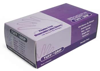 Powder Free Disposable Latex Gloves - Tuff Grip - Size: Small
