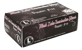 Black Medical Grade Powder Free Disposable Latex Examination Gloves - Size: Large