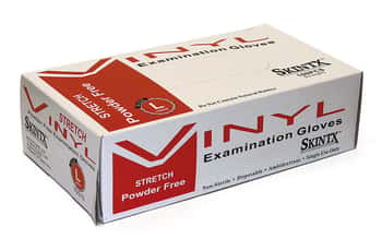 Medical Grade Powder Free Disposable Stretch Vinyl Gloves - Skintx - Size: XL
