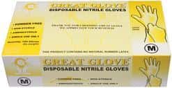 Powder Free Disposable Nitrile Gloves - Great Glove - Size: Medium