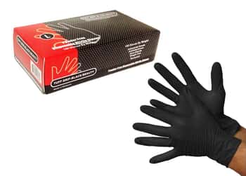 Black Powder Free Disposable Nitrile Gloves - Skintx - Size: XL