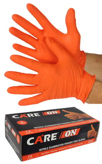 Orange Medical Grade Powder Free Disposable Nitrile Gloves - Skintx - Size: Large