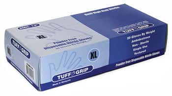 12" Medical Grade High Risk Powder Free Disposable Nitrile Gloves - Tuff Grip - Size: 2XL