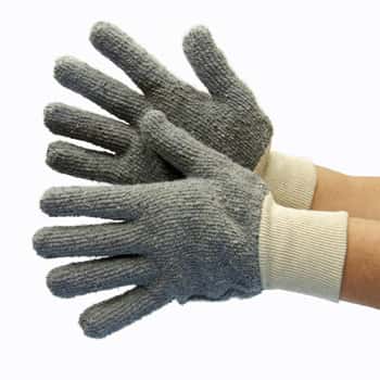 22 oz. Seamless Terry Cloth Cotton Gloves - Grey - Size: Men's