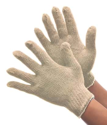 500g (Light Weight) String Knit Cotton/Polyester Gloves - White - Size: Large