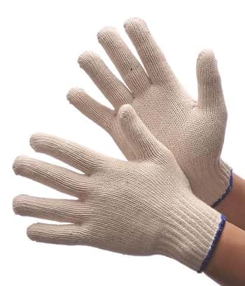 600g (Medium Weight) String Knit Cotton/Polyester Gloves - White - Size: Medium