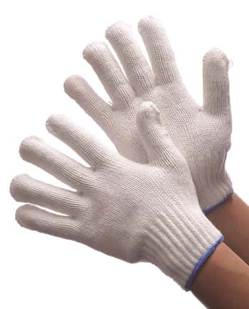 7 Gauge (Heavy Duty) Polyester String Knit Gloves - White - Size: Large