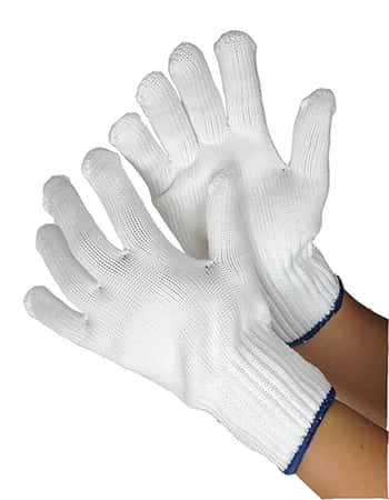 7 Gauge (Heavy Duty) Polyester String Knit Gloves - White - Size: Large