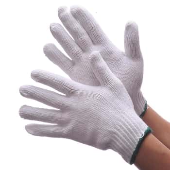 600g (Medium Weight) String Knit Cotton/Polyester Gloves - Bleached White - Size: Medium