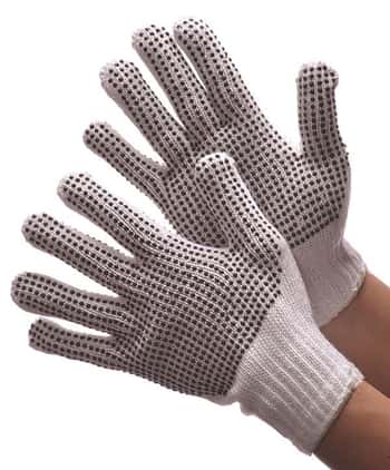 800g (Heavy Weight) String Knit Cotton/Polyester Gloves w/ Grips - Bleached White - Size: Men's