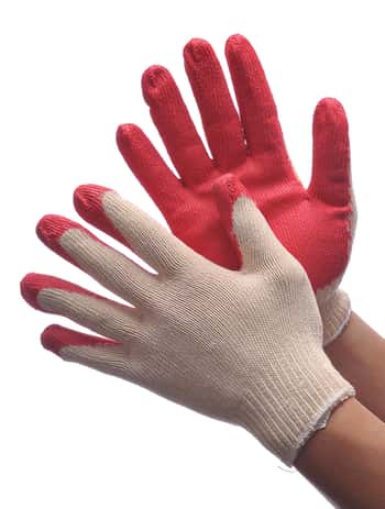 500g (Light Weight) Cotton/Poly String Knit Gloves w/ Latex Coating - Size: Men's