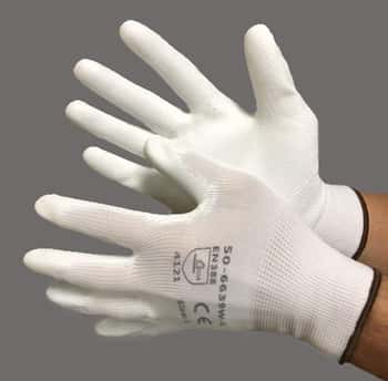 13 Gauge (Ultra Thin) Nylon String Knit Gloves w/ Polyurethane Coating - Grey/Grey - Size: XS