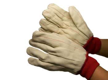 20 oz. Nap-In Double Palm Canvas Hot Mill Gloves w/ Red Wrist - Size: Large