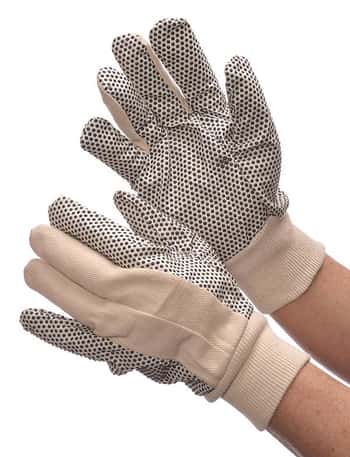 8 oz. Cotton Canvas Work Gloves w/ Grips - Size: Men's