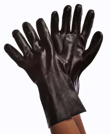 Smooth Finish Interlock Lined PVC Gloves w/ 12" Gauntlet Cuff - Size: Men's