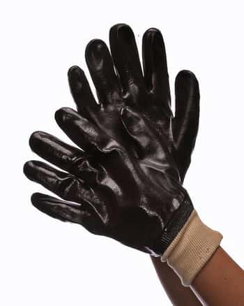 Smooth Finish Interlock Lined PVC Gloves w/ Knit Wrist - Size: Men's