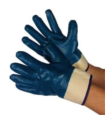 Smooth Finish Nitrile Coated Gloves w/ Canvas Cuff - Size: Men's