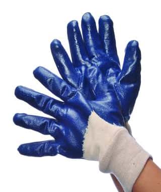 Smooth Finish Nitrile Coated Gloves w/ Open Back Knit Wrist - Size: Men's