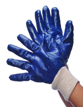 Smooth Finish Nitrile Coated Gloves w/ Knit Wrist - Size: Men's