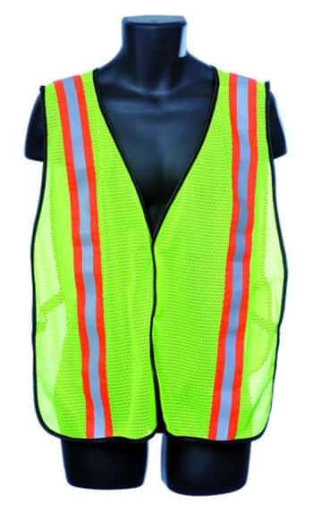 Mesh Safety Vests w/ Two-Tone Reflector Strips - General Purpose - Green - One Size Fits Most