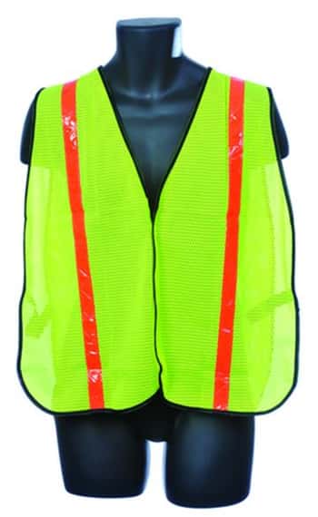 Mesh Safety Vests w/ Reflector Strips - General Purpose - Green - One Size Fits Most