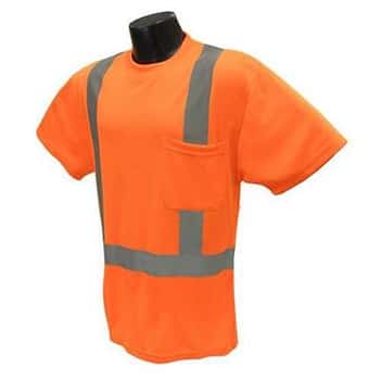 Safety T-Shirts w/ Reflector Strips - ANSI Class II Rating - Orange - Size Small