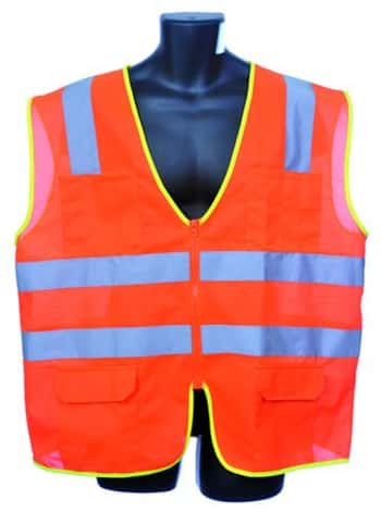 Mesh Safety Vests w/ Zipper Closure - ANSI Class II Rating - Orange - Size Small
