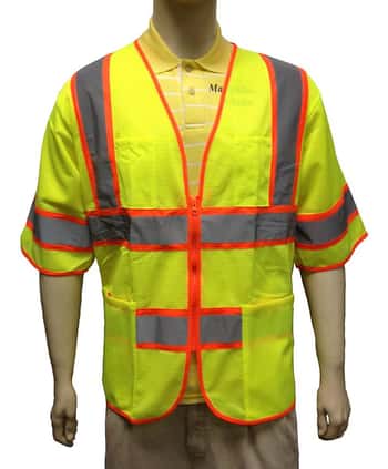 Short Sleeve Mesh Safety Vests - ANSI Class III Rating - Green - Size 2XL
