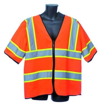Short Sleeve Solid Safety Vests - ANSI Class III Rating - Orange - Size 2XL