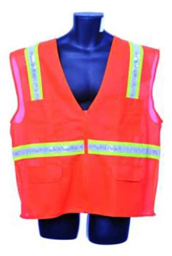 Surveyor Safety Vests w/ Zipper Closure - ANSI Class III Rating - Orange - Size Large