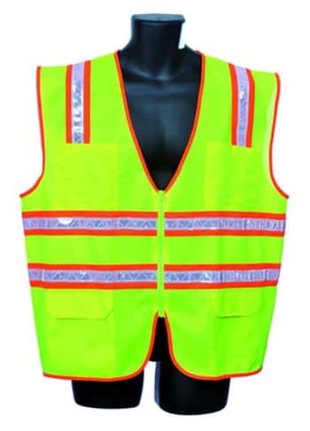 Surveyor Safety Vests w/ Zipper Closure - ANSI Class III Rating - Green - Size Large