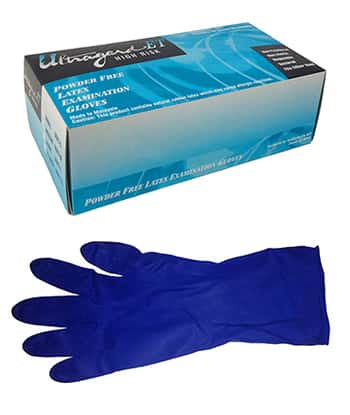 12" High Risk Medical Powder Free Disposable Latex Gloves - Ultragard - Size: Large