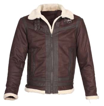 Men's Sherpa Fleece Jacket w/ Side Pockets - Brown