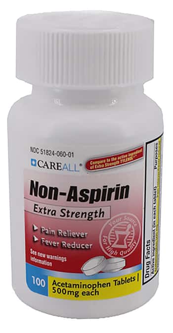 CareALL Acetaminophen Tablets, 500mg, 100/bt