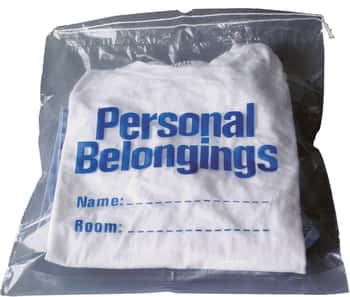 Belongings Bag w/ Drawstring (Clear w/ Blue Imprint) 17" x 20"