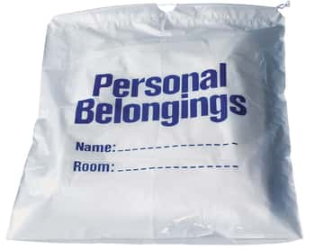 Belongings Bag w/ Drawstring (White w/ Blue Imprint) 17" x 20"