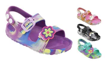 Toddler Girl's Tie-Dye Rio Sandals w/ Rubber Patch Embellishment