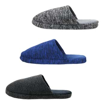 Men's Heathered Mule Bedroom Slippers w/ Soft Footbed