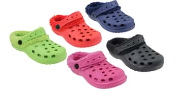 Children's Ventilated Clogs w/ Faux Fur Trim & Adjustable Heel Strap - Choose Your Color(s)